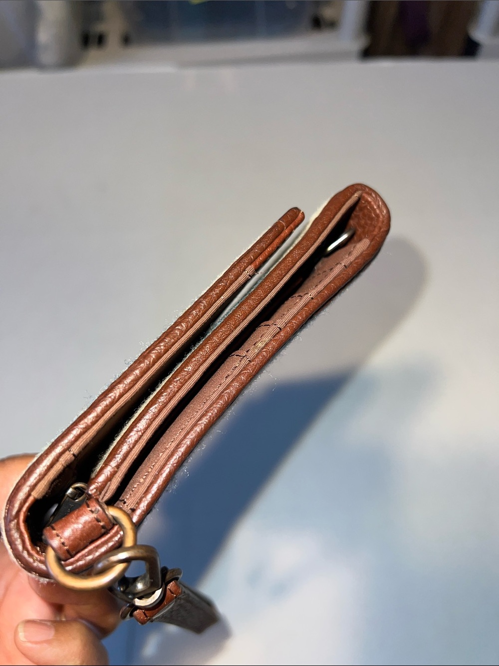 Pendleton Southwestern Wyeth Trail Wristlet Jacquard Wool Brown leather Trim - Picture 9 of 14